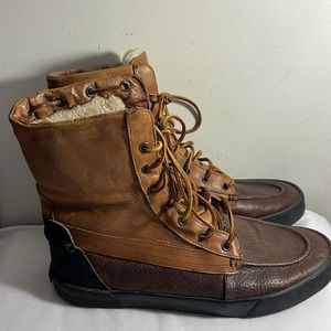 PREOWNED Polo Ralph Lauren Men's Declan Sherling Lace Up Brown Boots Sz 11D